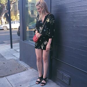 Joie 100% silk 3/4 sleeve romper size medium